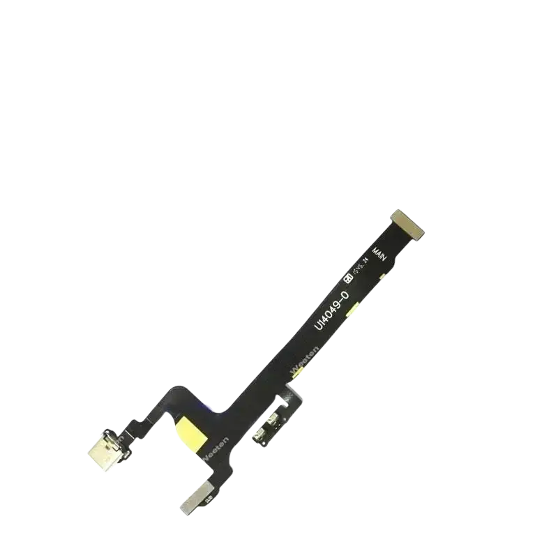 Black usb charging flex cable with gold-plated connectors and white labeling for oneplus 2 charging flex cable