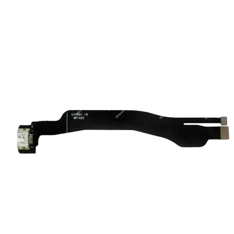 Black flexible usb charging flex cable for oneplus 2 with usb connector and metallic contacts featuring serial numbers