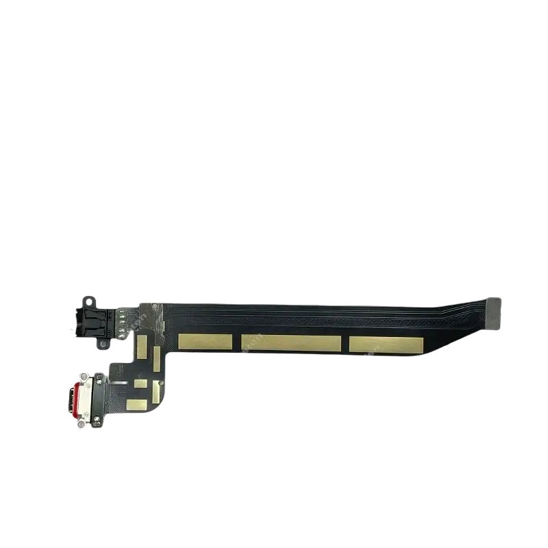Black usb charging flex cable with gold conductive strips and usb port connector for oneplus 5t device