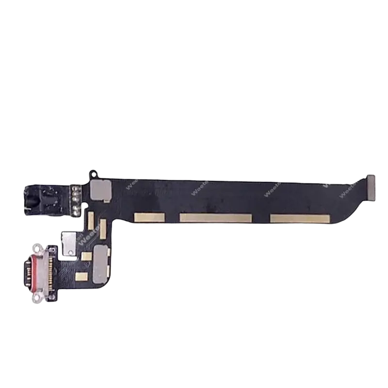 Black flex cable with gold conductive traces and usb charging port connector for Oneplus 5 usb charging flex cable