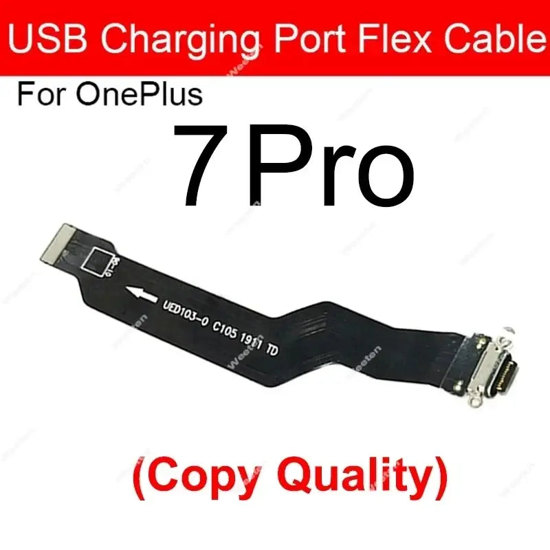 Black flexible usb charging flex cable for oneplus 7 pro designed for reliable usb charging in oneplus series devices