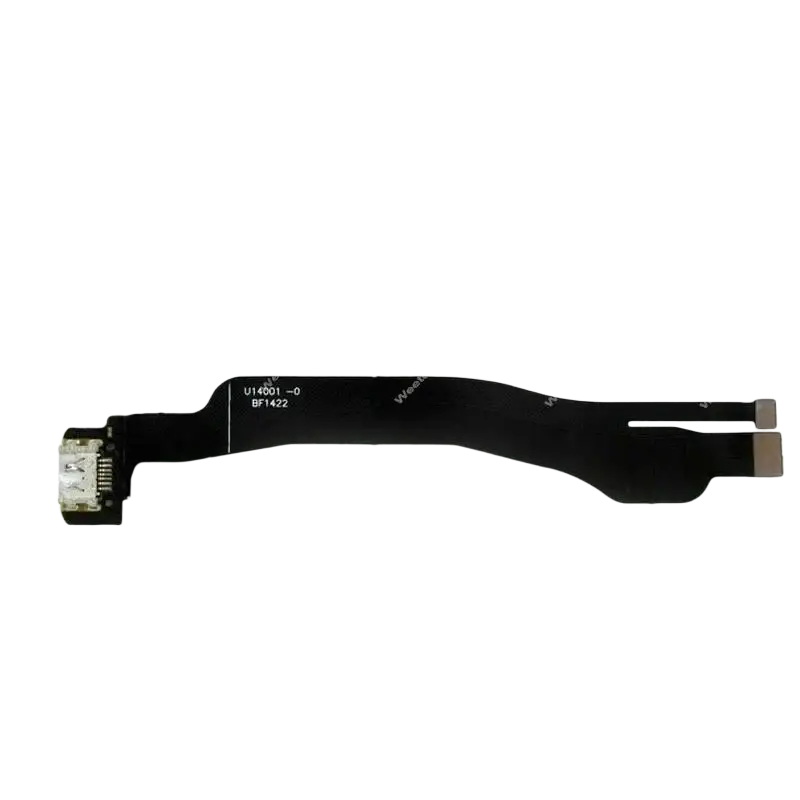 Black usb charging flex cable for Oneplus series featuring flexible ribbon design with metallic connectors for usb charging