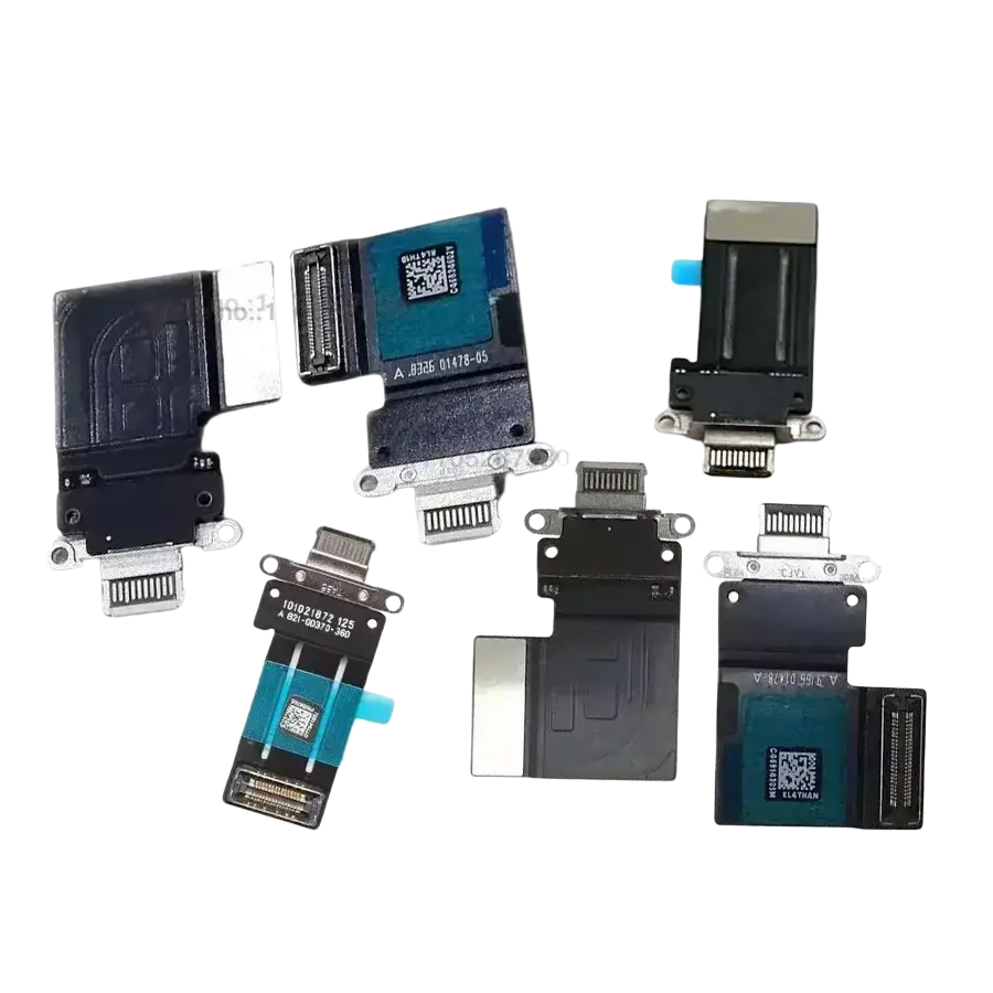 Black and blue usb charging flex cable with metallic connectors for ipad pro 11 and 12.9 inch 12th and 13th generation models