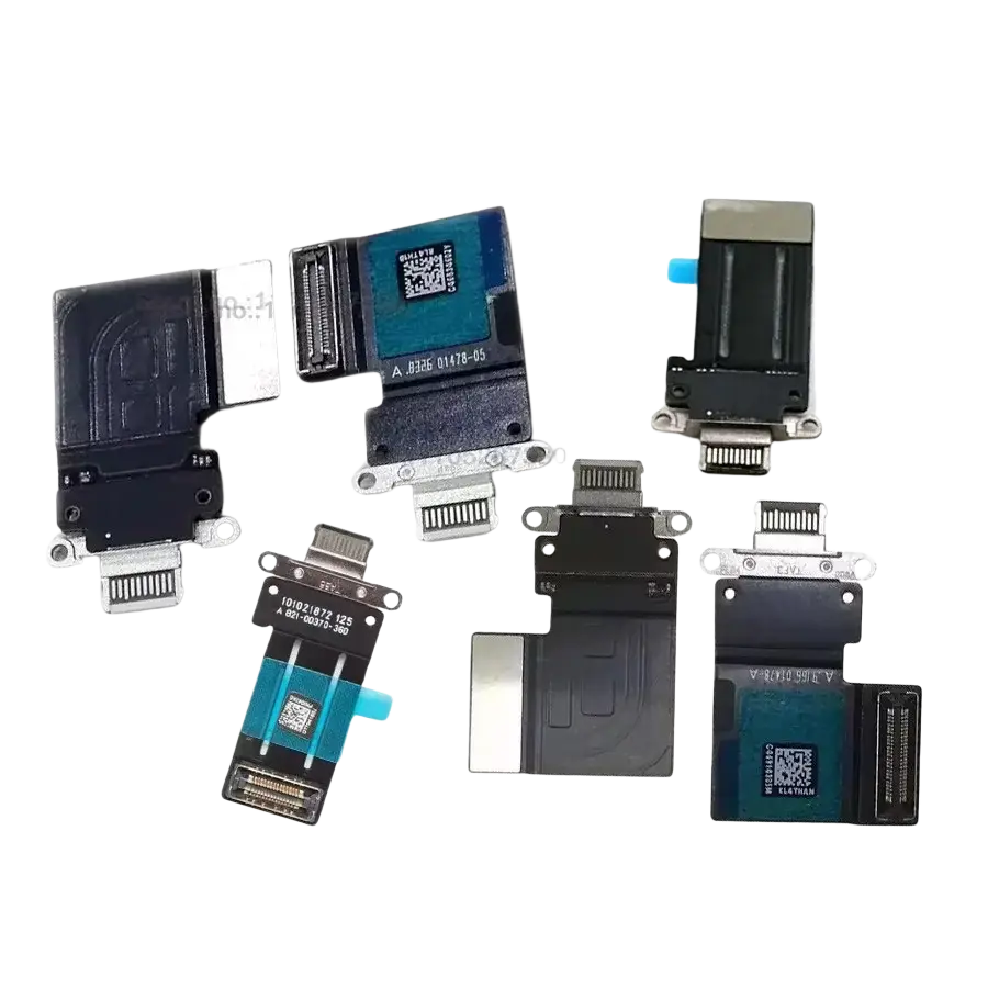 Black and blue flexible usb charging ipad pro port connector flex cable with metallic connectors for 12th and 13th gen models