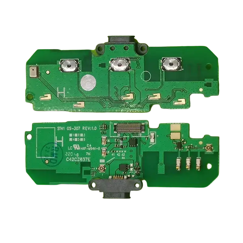 Green circuit board with silver components for usb charging port compatible with caterpillar cat s41 and cat s42