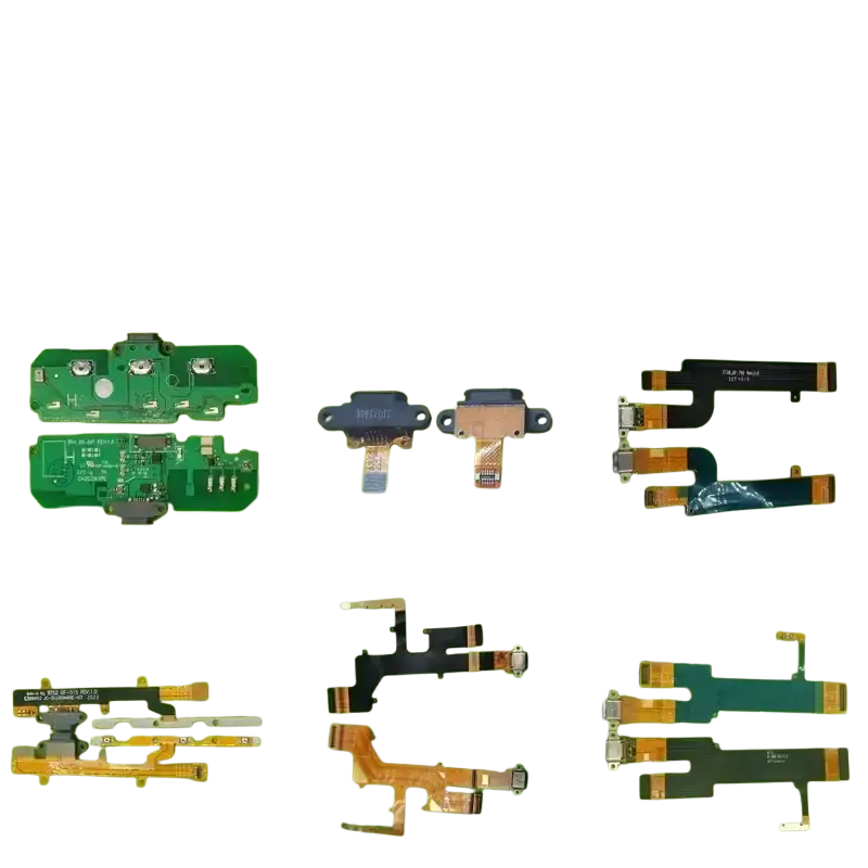 Green and gold flexible usb charging port board with connectors and chips for caterpillar cat s41 and s42 phones