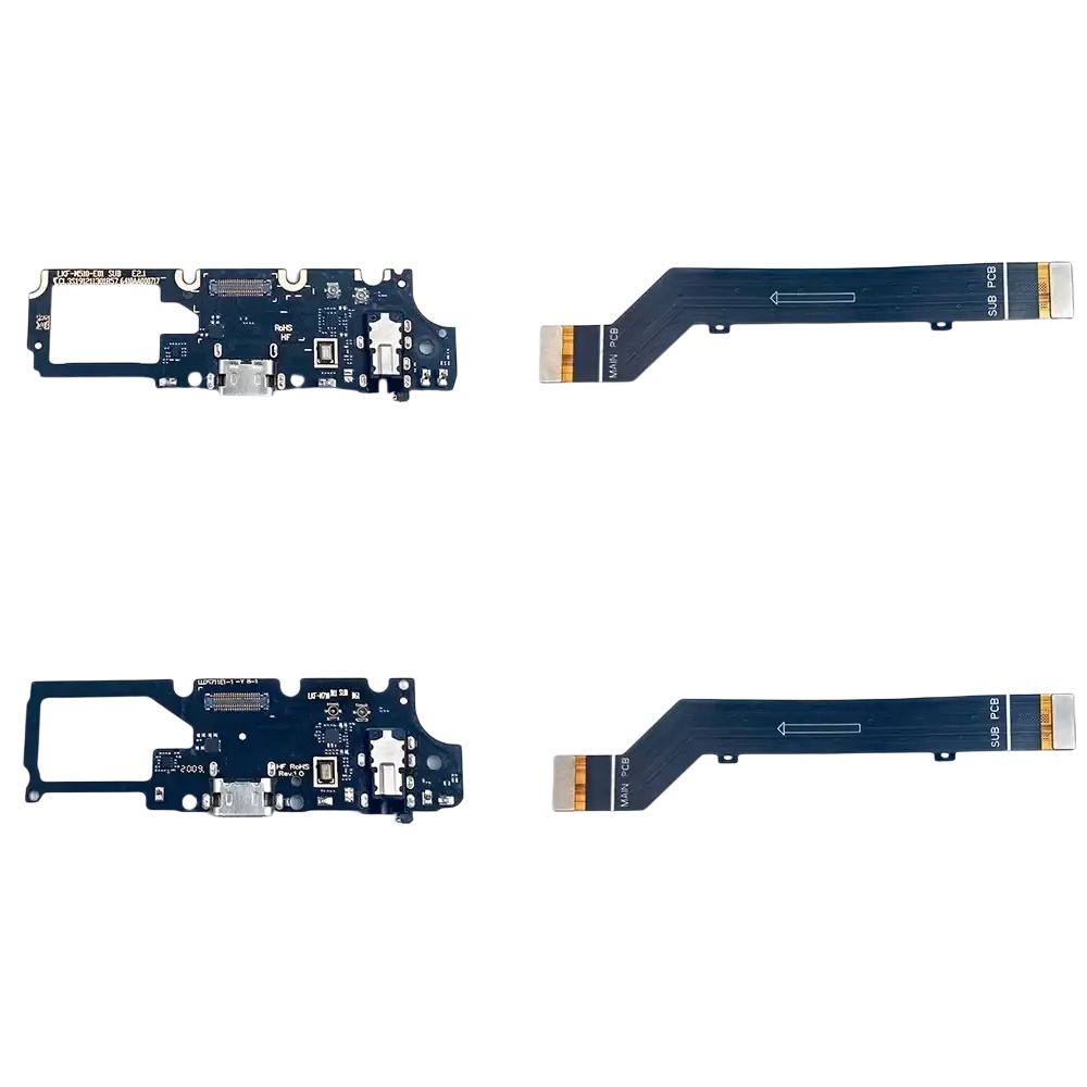 Black usb charging port flex cable with silver connectors for lg k41s k50s and k51s replacement circuit board