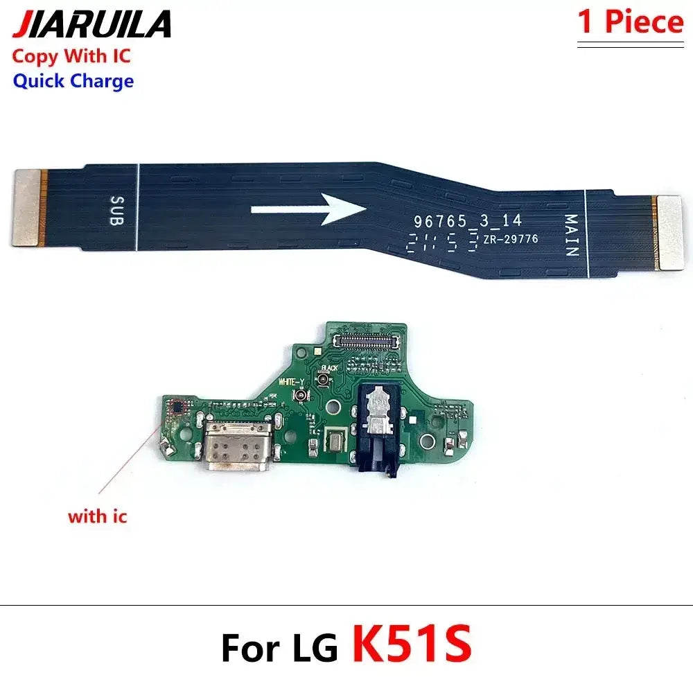 Black flexible usb charging port flex cable with integrated circuit board for lg k51s and compatible models