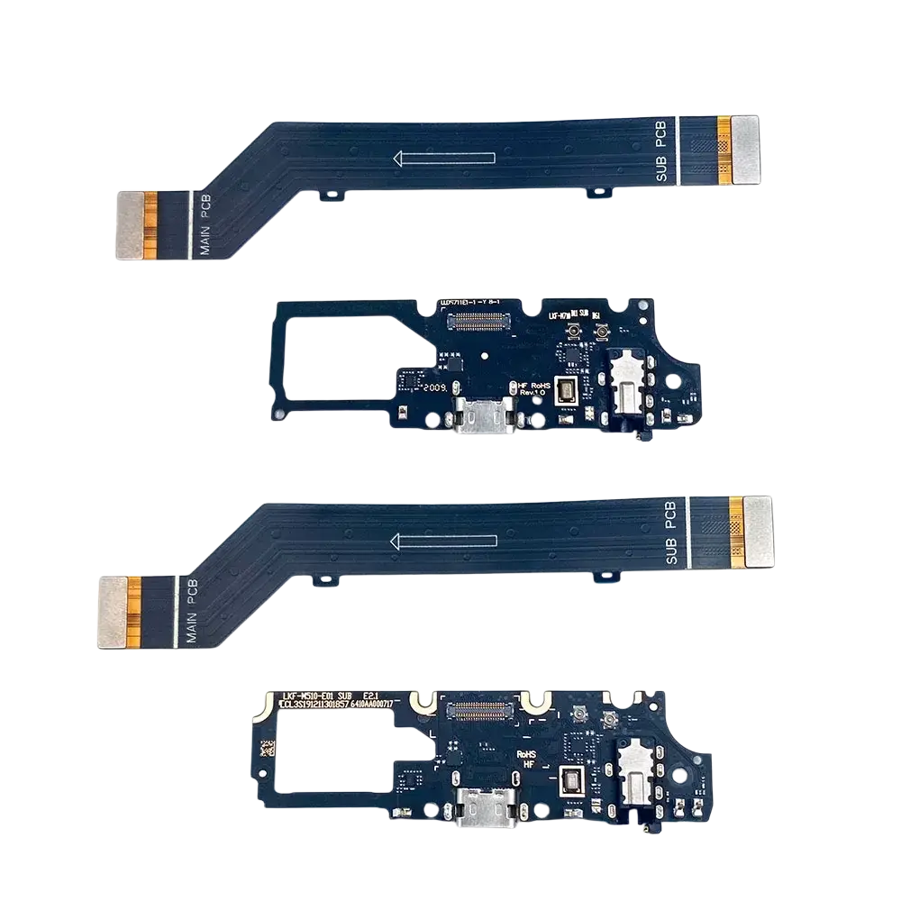 Black usb charging port flex cable with gold-plated connectors for lg k41s k50s and k51s smartphones