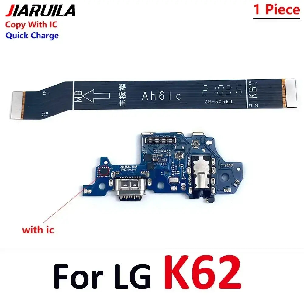 Blue circuit board flex cable with usb-c charging port for lg k62 compatible with k51s and similar models