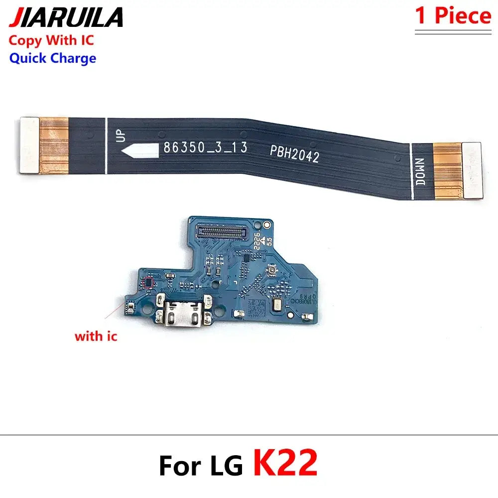 Blue usb charging port flex cable with integrated port and ribbon cable for lg k41s k50s and k51s smartphones