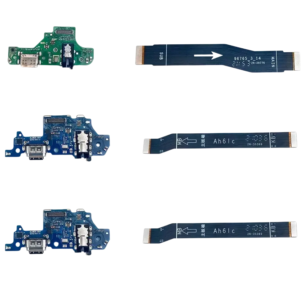 Blue usb charging port flex cable with ribbon cables for lg k51s circuit board connection and repair