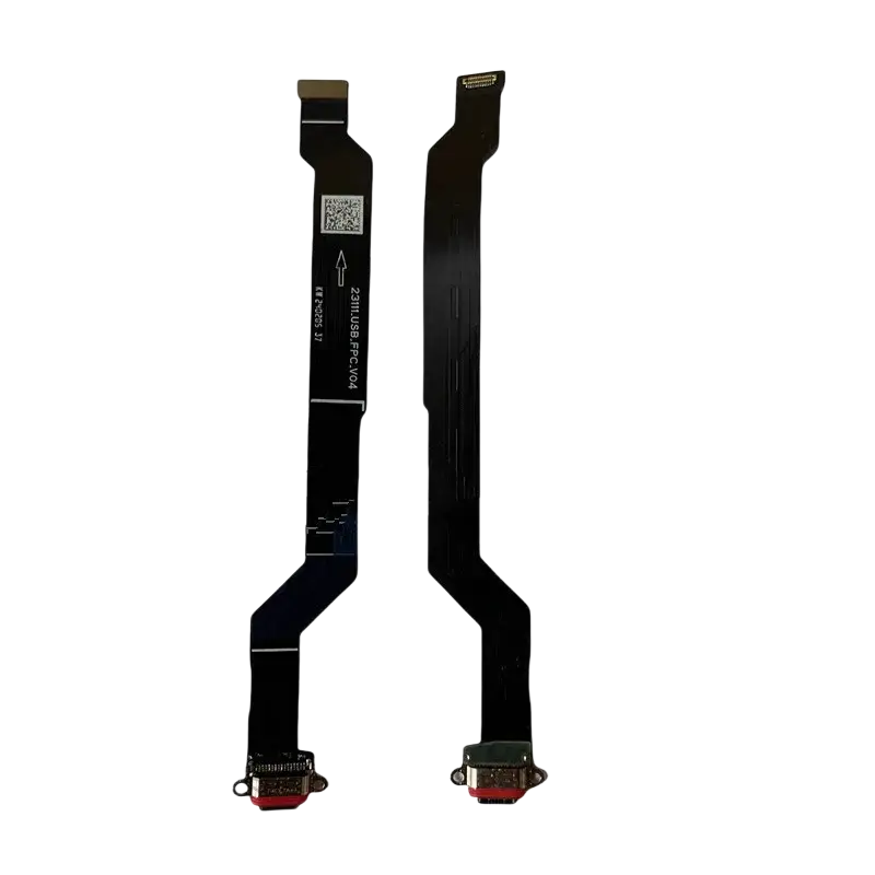 Black flexible usb charging port flex cable with red usb-c connectors for nothing phone 2a replacement part