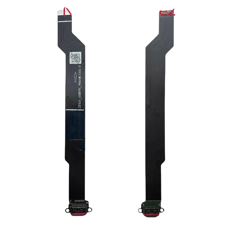 Usb charging port flex cable with black circuit board and red connector usb charger ends for nothing phone 2 replacement part