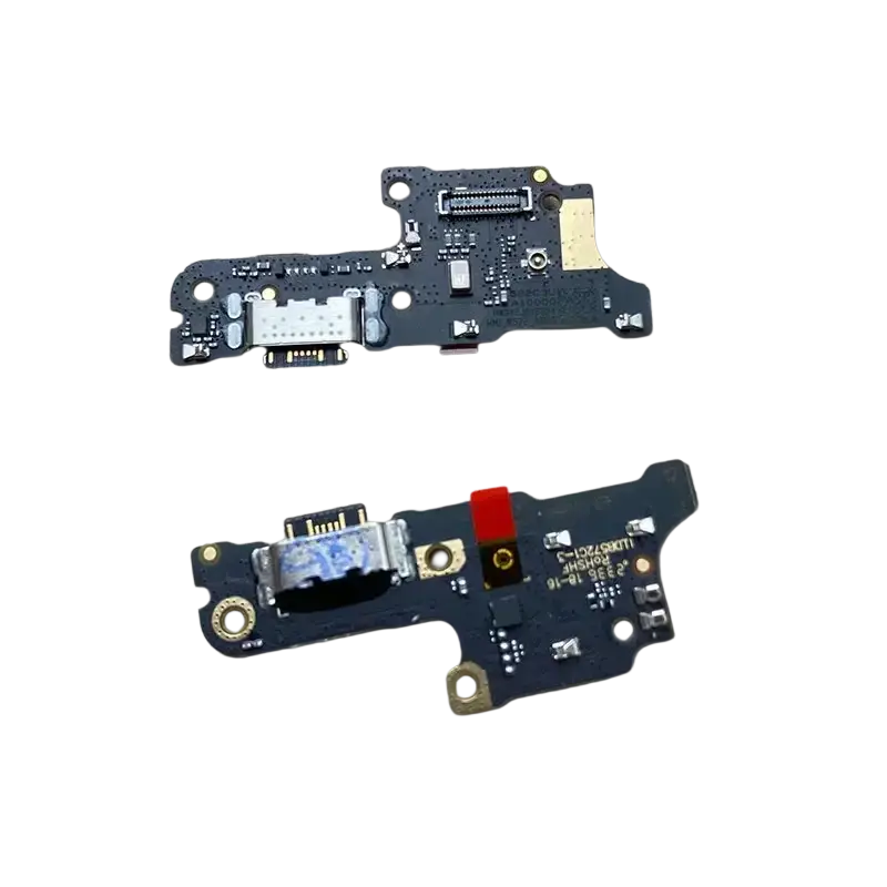 Black circuit board usb-c charging port flex cable for poco c3 c31 c40 c50 with electronic components visible