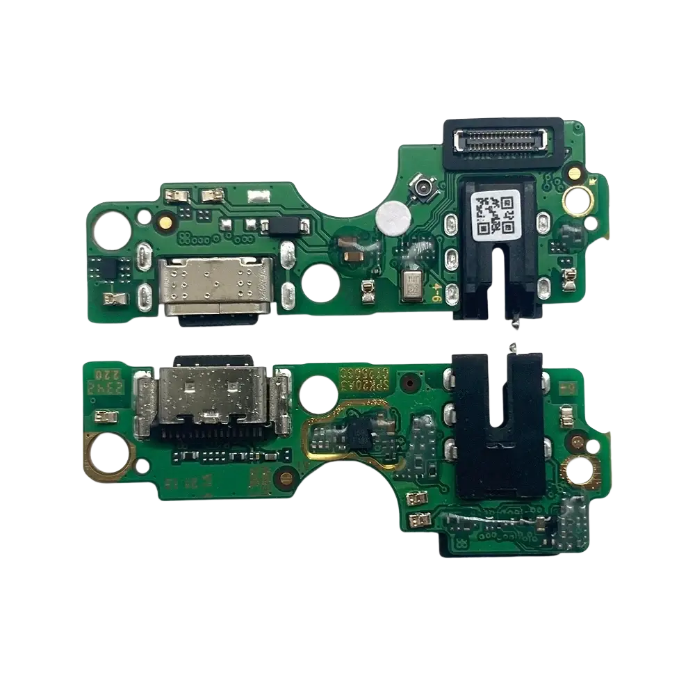 Green circuit board usb charging port flex cable with black ic chip and gold contacts for tecno pro 20c bg7 spark