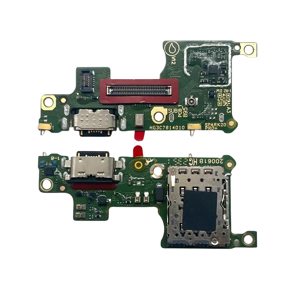 Green circuit board with usb-c port and sim card tray for usb charging port flex cable for tecno spark 20c bg7 pro 20c bg7
