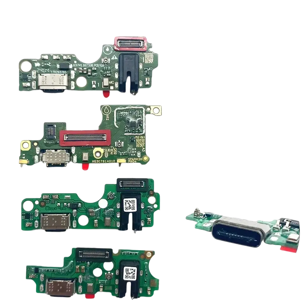 Green circuit boards with usb-c ports and black connectors branded jiaruila usb charging port flex cable for tecno spark 20c bg7