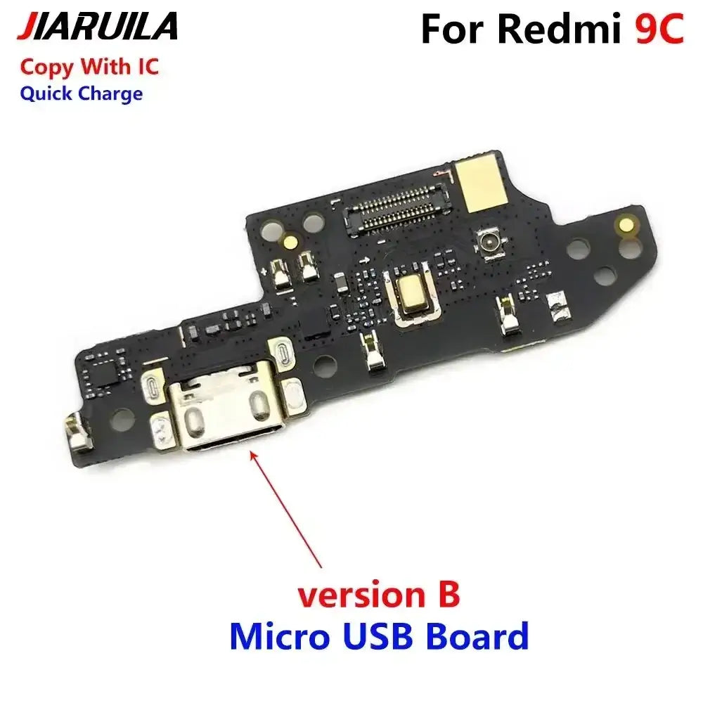 Black usb charging port flex cable for xiaomi redmi 9c version b micro usb board with gold ics for protection time