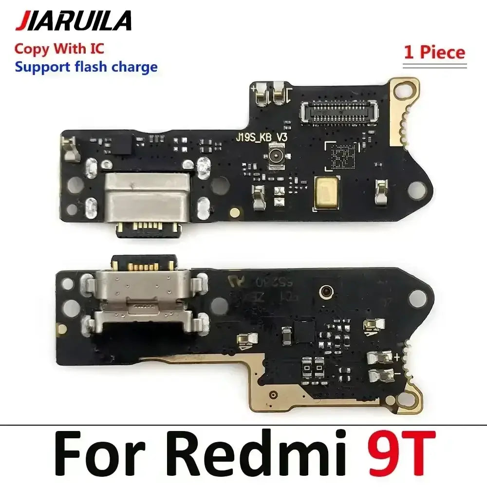 Black usb charging port flex cable with silver usb-c and gold connectors for Xiaomi Redmi 9t protection time use