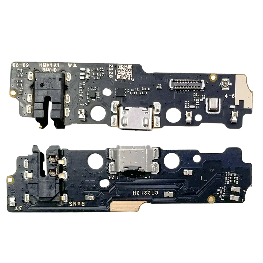 Black usb charging port flex cable with silver usb-c and electronic components for xiaomi redmi series protection time