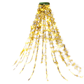 Usb christmas tree decoration light featuring a golden led light tree with green top made of wire and string lights
