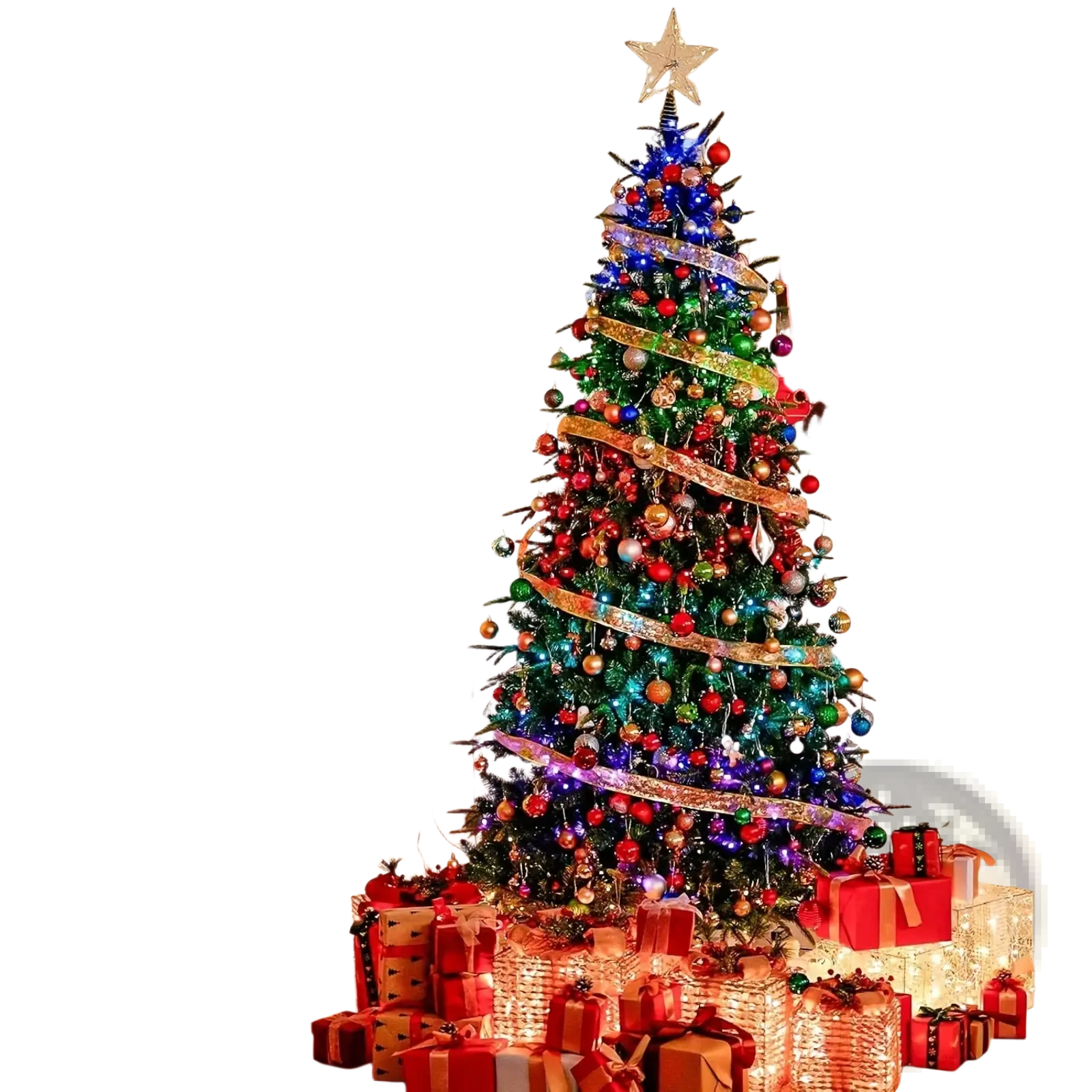 A vibrant usb christmas tree decoration light with colorful ornaments and multicolor lights for indoor and outdoor use