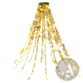 Usb christmas tree decoration light featuring a golden led light tree with green top made of wire and string lights
