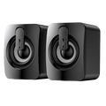 Usb computer speakers with led lights black glossy finish square design and integrated front handle for easy portability