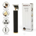 Ornate gold cordless professional beard and hair trimmer in black and gold with sharp ceramic head and stainless steel blade