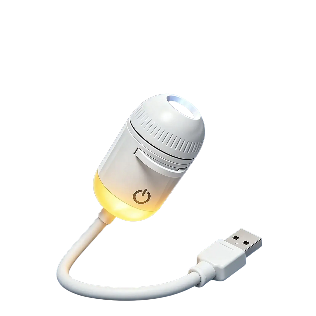White 2-in-1 usb galaxy projector light and night light with usb cable projecting starry cosmic patterns