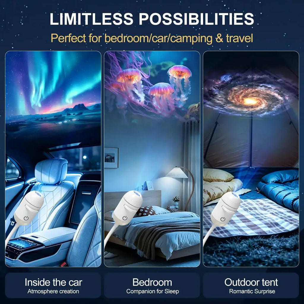 Usb galaxy projector light and night light white cylindrical night light with power button for immersive lighting effects