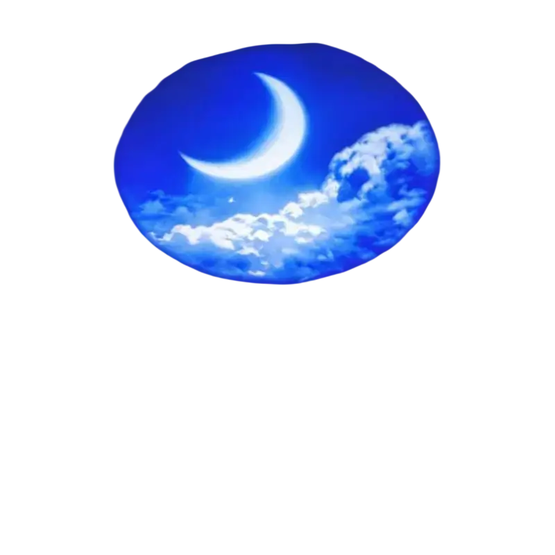Usb galaxy projector ceiling projection showing glowing crescent moon and clouds with replaceable projection discs