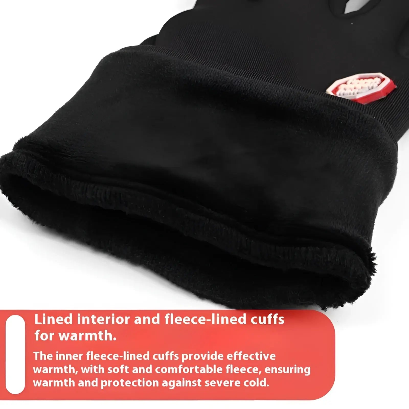 Black usb heated cycling gloves showing fleece-lined soft interior cuffs for warmth and windproof comfort