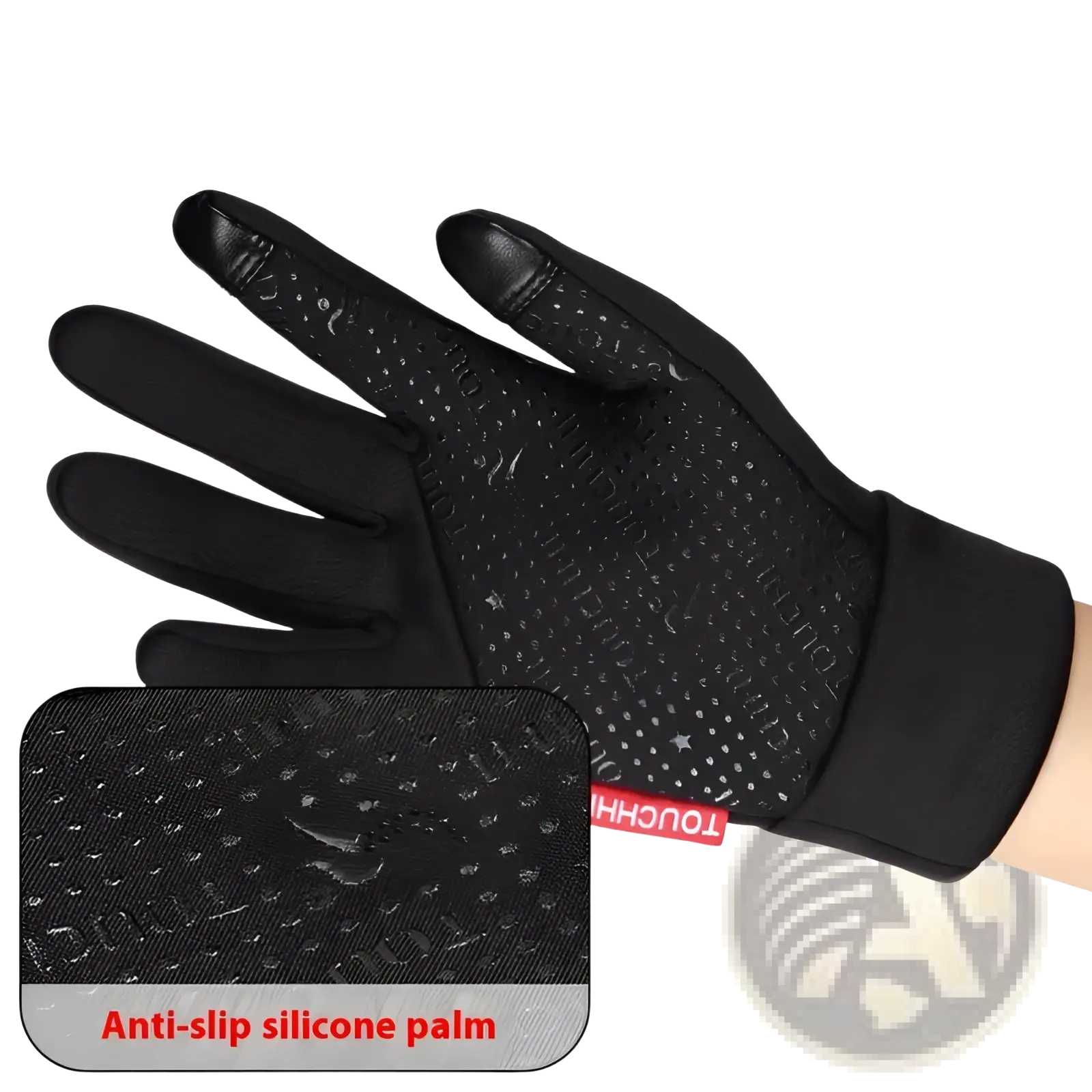 Black usb heated cycling touchscreen gloves with anti-slip silicone palm for windproof warm and wear-resistant use
