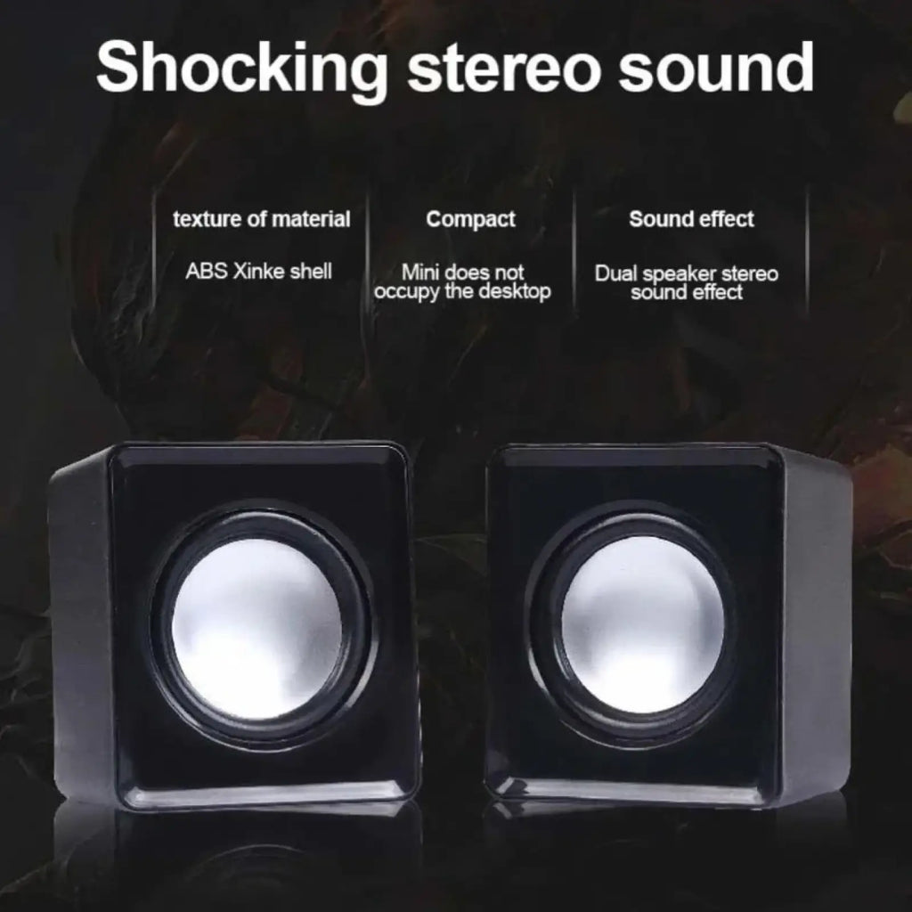 Black abs xinke shell mini usb computer speakers with dual stereo design for desktop audio system use