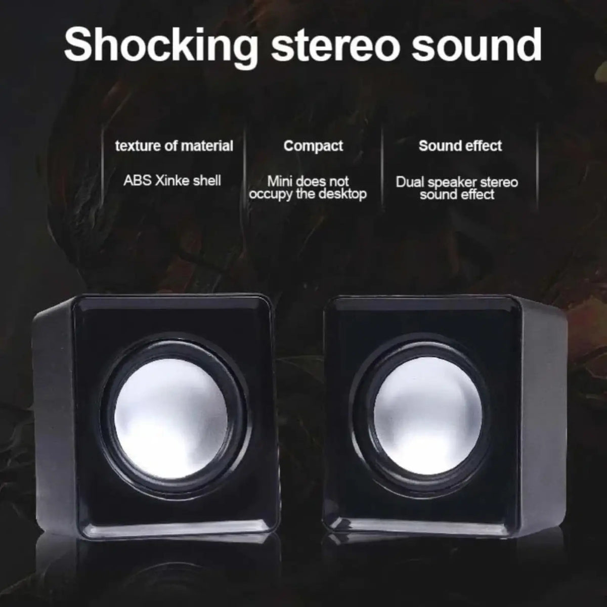 Black abs xinke shell mini usb computer speakers with dual stereo design for desktop audio system use