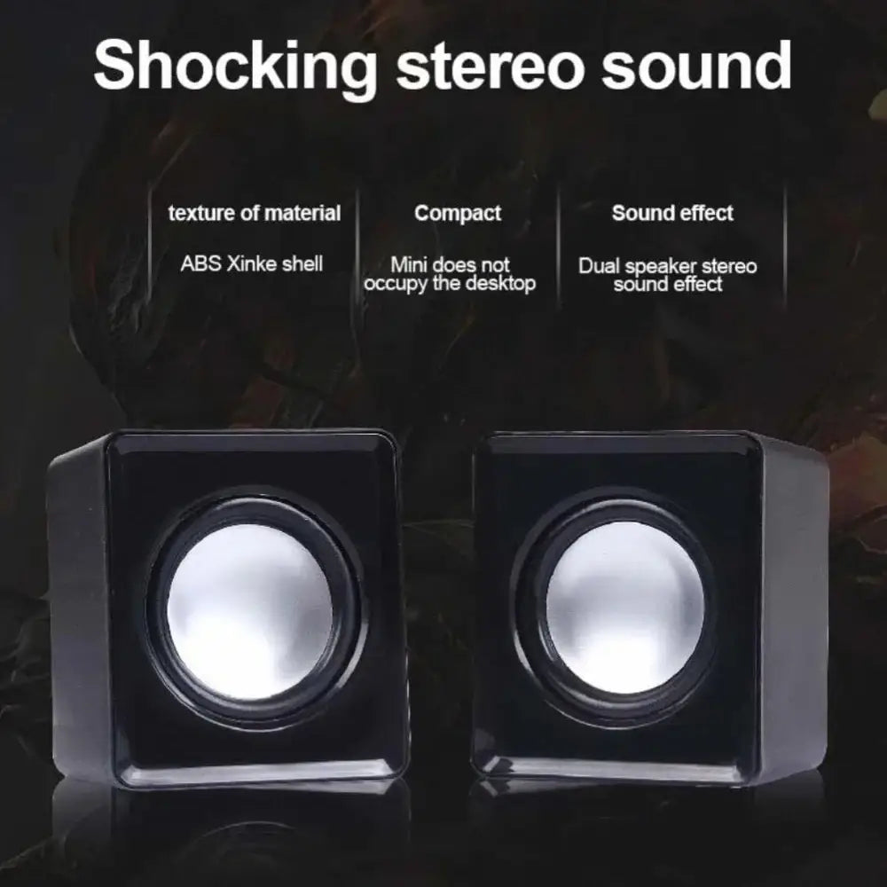 Black abs xinke shell mini usb computer speakers with dual stereo design for desktop audio system use