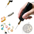 Usb mini electric drill handheld black with gold chuck and interchangeable metal bits for resin jewelry crafting