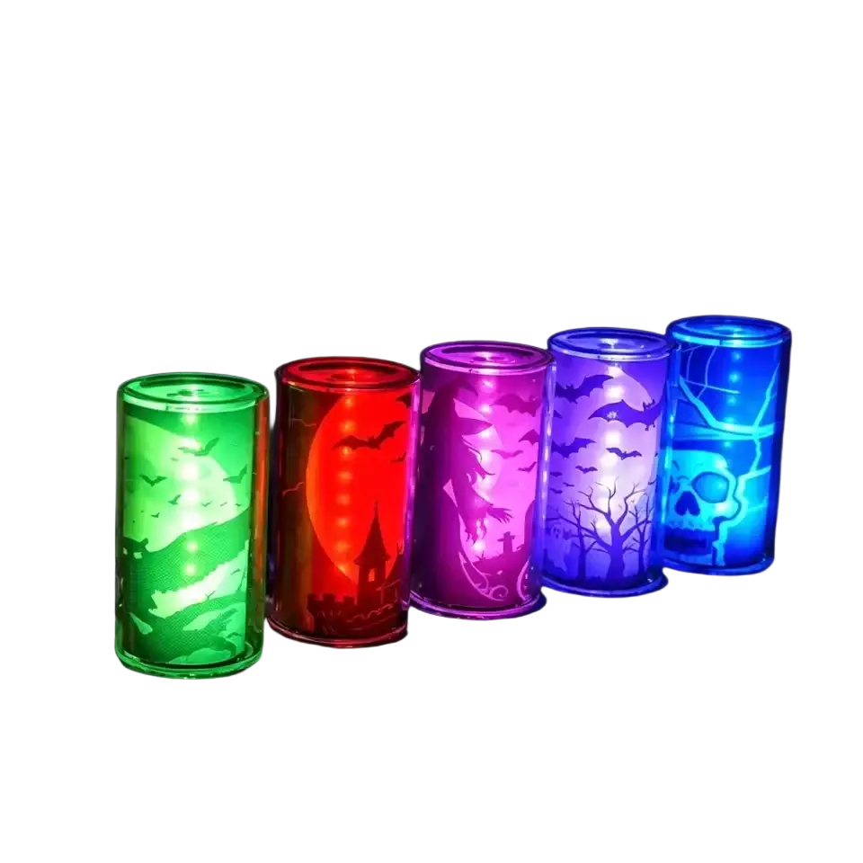 Five usb night light glass touch color changing atmosphere lights with halloween glow and intricate bat skull designs