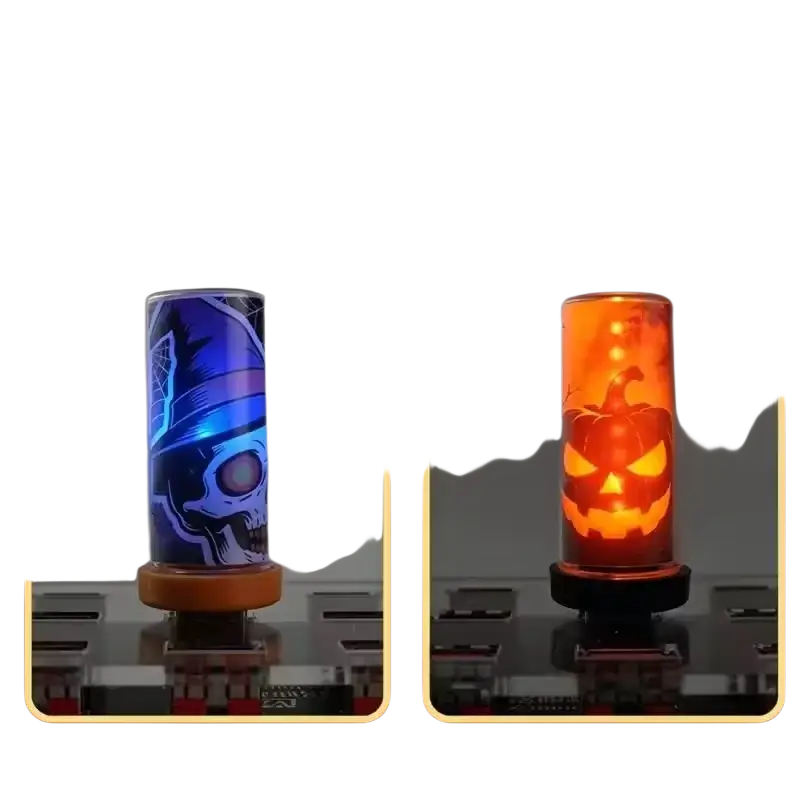 Usb night light glass touch color changing atmosphere light with halloween-themed led lanterns in blue and orange glow