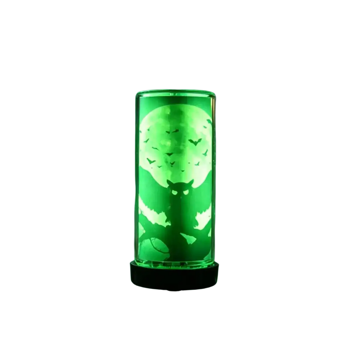 Owl green halloween-themed usb night light glass touch color changing atmosphere light with bat and moon cut-outs
