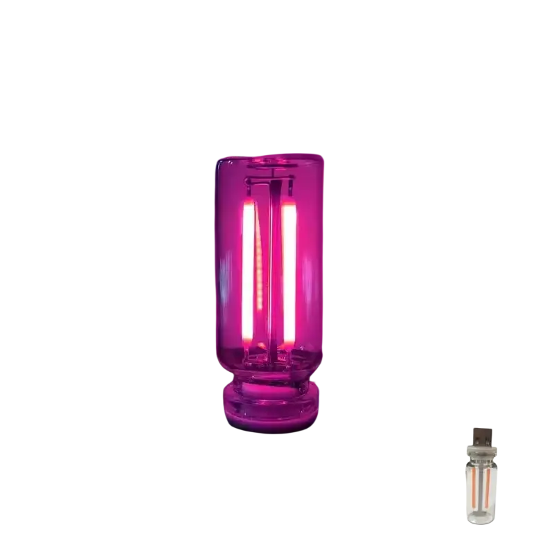 Usb night light glass touch color changing atmosphere light with pink led grow light and clear glass enclosure