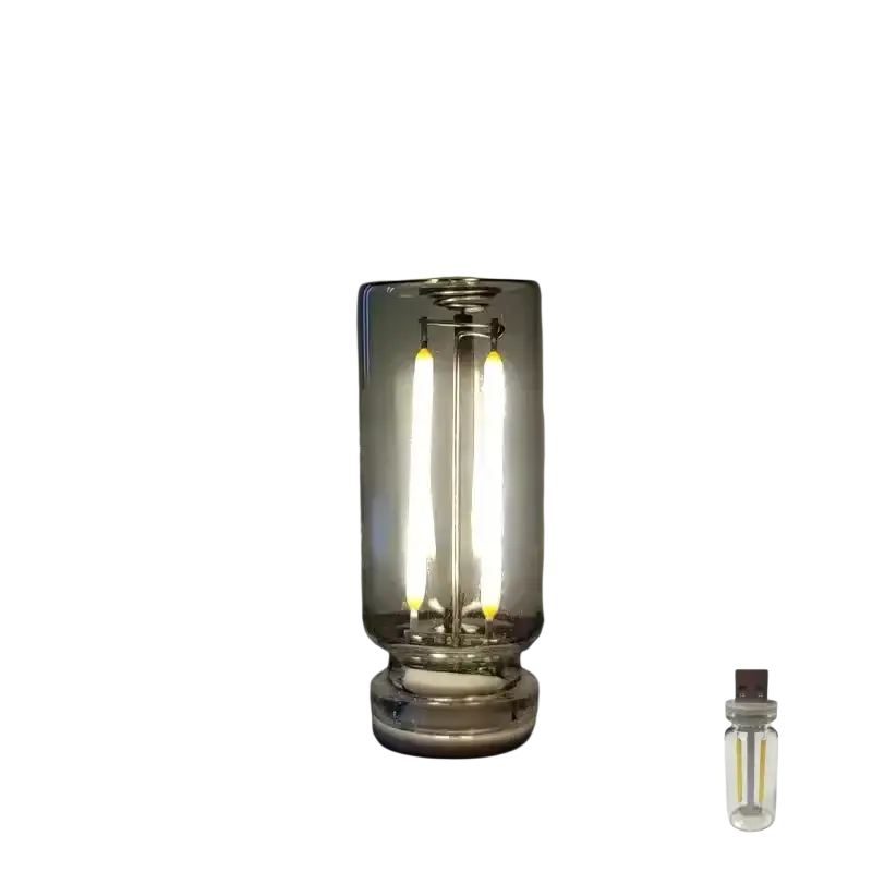 Usb night light white glass led bulb with two vertical light strips designed as vintage edison atmosphere light