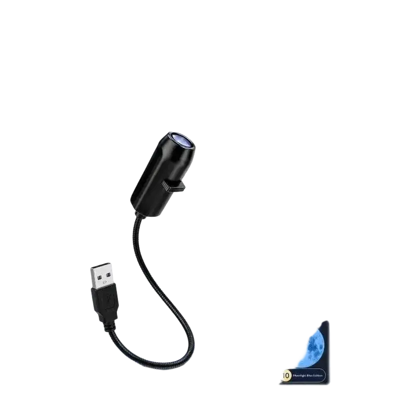 Black usb star galaxy projection lamp with metal gooseneck projecting 10 celestial patterns as night light