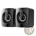 Black glossy usb wired computer speakers with sleek square design integrated handle and rgb led lights