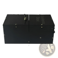 Black rectangular wooden useless box electronic toy with central toggle switch for entertainment and novelty use