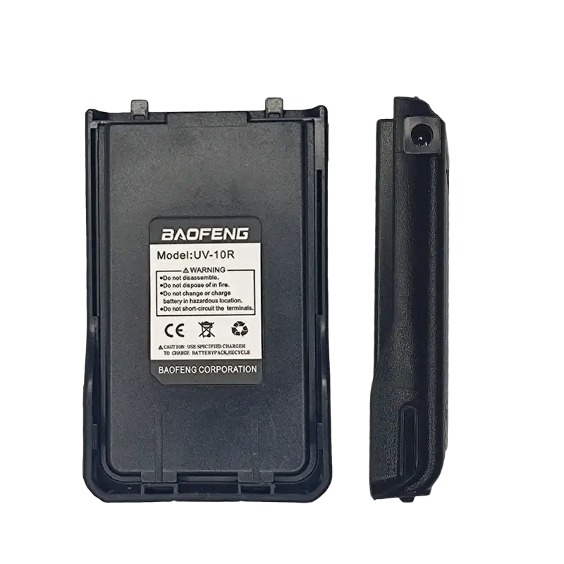 Black baofeng uv-10r walkie talkie battery pack with textured plastic casing and model label for uv-10r battery 4800mah usb rechargeable