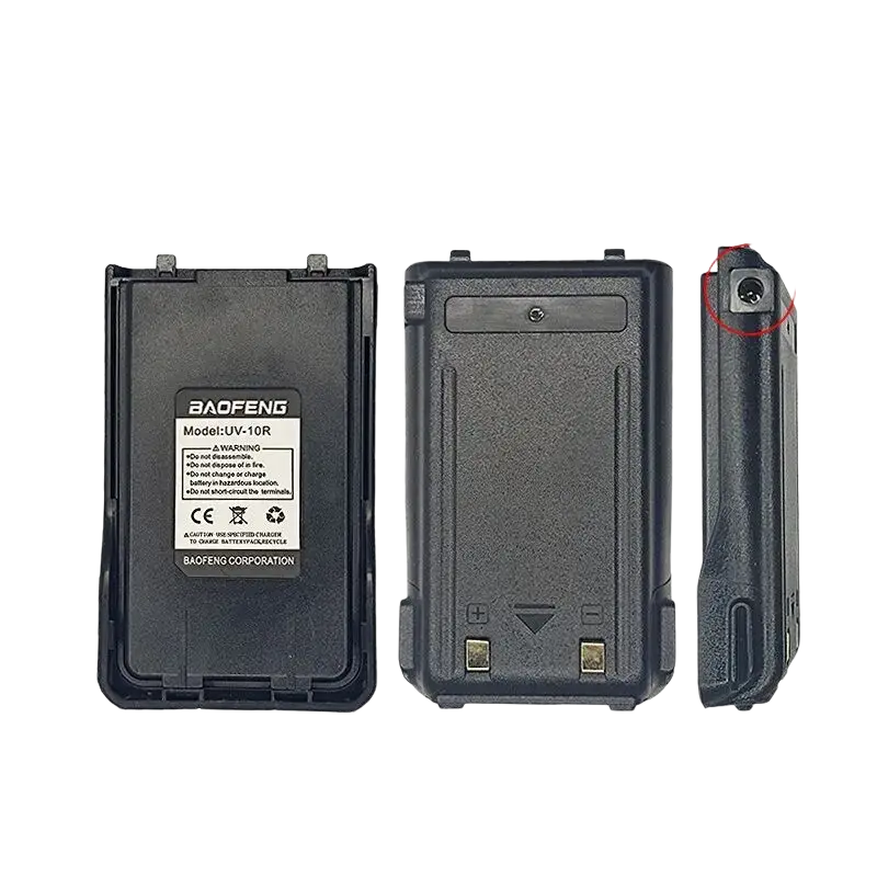 Black plastic uv-10r battery with usb charger port for rechargeable walkie talkie 4800mah li-ion power pack