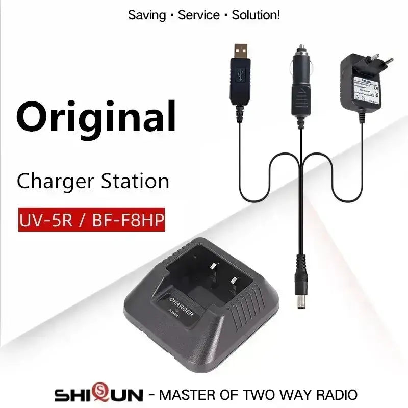 Black plastic uv-5r desktop charger station compatible with bf-f8hp two-way radios for efficient charging hot use
